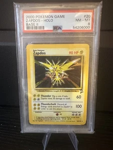 2000 Pokémon Base II Zapdos #20 Holo PSA 8 - Picture 1 of 2