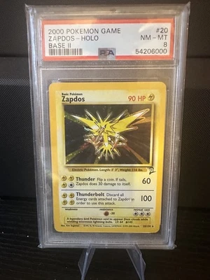 2000 Pokémon Base II Zapdos #20 Holo PSA 8 - Image 1 of 2