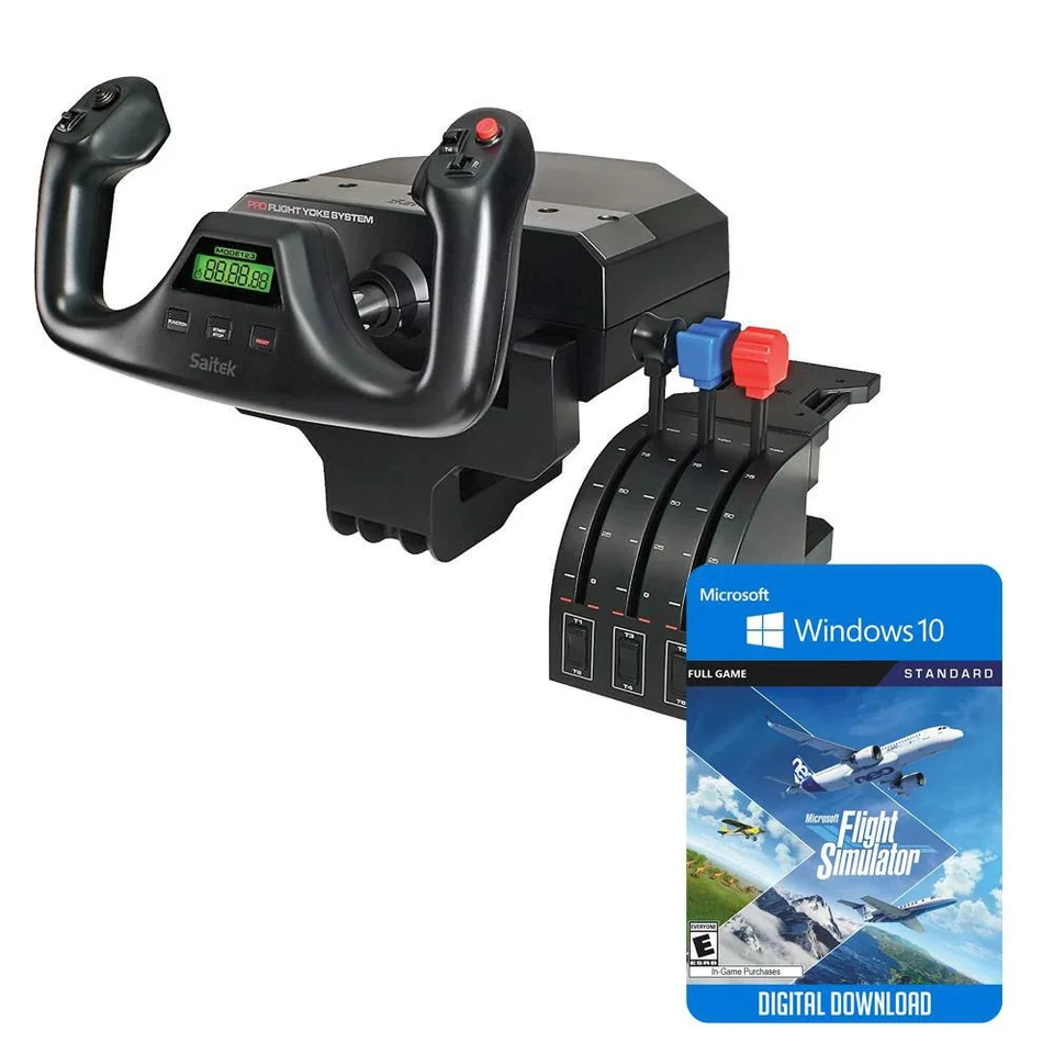 NEW Logitech G Saitek Pro Yoke Flight Bundle w/Microsoft Flight Simulator Standa - Image 1 of 1