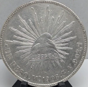 1908 Mo GV Un Peso Republica Mexicana UNC - Bild 1 von 2