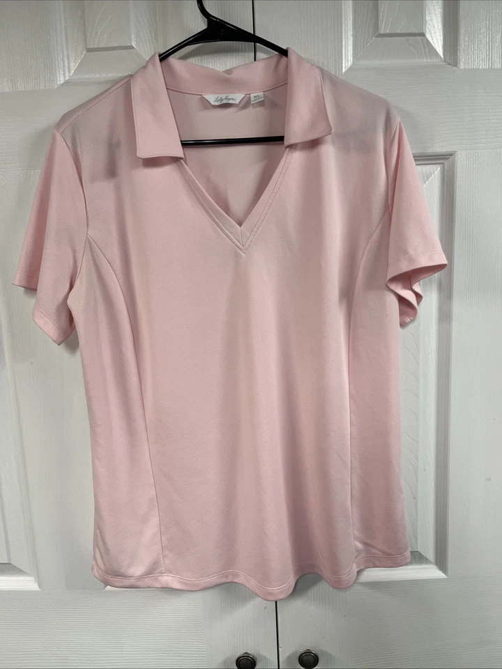 Lady Hagen Golf Women's Size XL Hydro Dri Pink Short Sleeve Polo V Neck EUC - Image 1 of 3