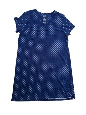 Croft & Barrow Navy Polka Dot Short Sleeve Nightgown V-Neck S - Image 1 of 4