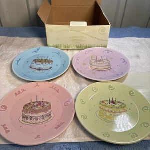 Vintage Avon 4er Set verschiedene Farben Geburtstag Kuchenteller - Bild 1 von 7