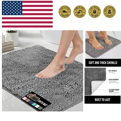 Tapete de banho 30x20, chenille absorvente macio grosso, tapetes de microfibra de secagem rápida,... - Imagem 1 de 4