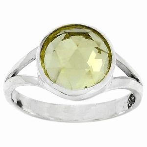 Faceted Natural Lemon Quartz 925 Sterling Silver Ring s.8.5 Jewelry R-1005 - Picture 1 of 5