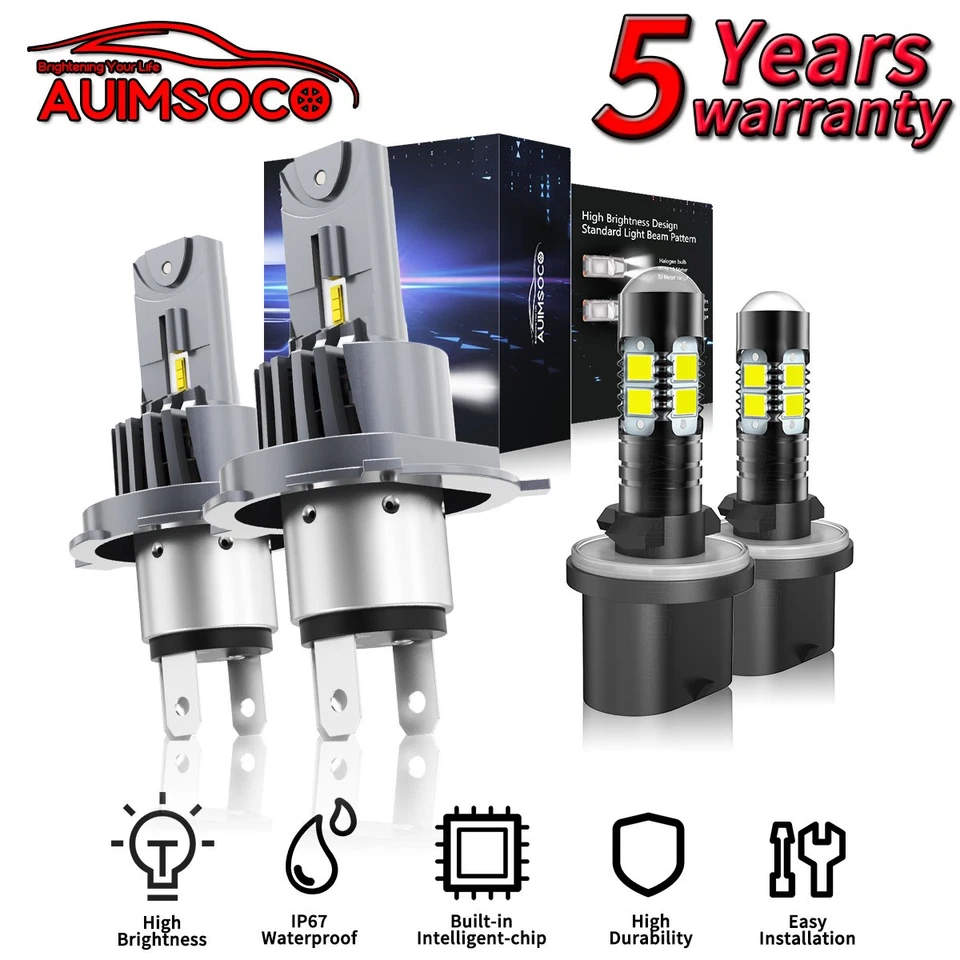 4x 9003 880 LED Headlight Bulbs Kit High Low Fog Beam For Ford Aspire 1994-1997 - Изображение 1 из 4