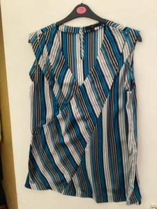 Lady’s Jasper Conran Striped Cap Sleeve Top With Crossover Front Size 18 - Picture 1 of 3