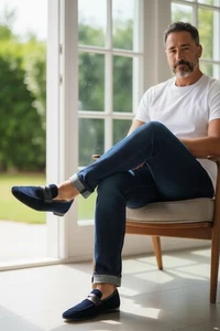 Magnanni Vale Samt Penny Loafer dunkelblau Farbe mit super Ziernähten 13 - Bild 1 von 8