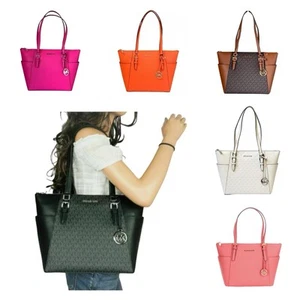 MICHAEL KORS CHARLOTTE LARGE TOP ZIP SHOULDER TOTE BAG PURSE - Picture 1 of 252