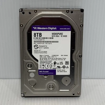 Disco duro de vigilancia WD púrpura 8 TB 5640 RPM SATA 6 Gb/s 256 MB 3,5 pulgadas WD85PURZ Foto 1 de 3