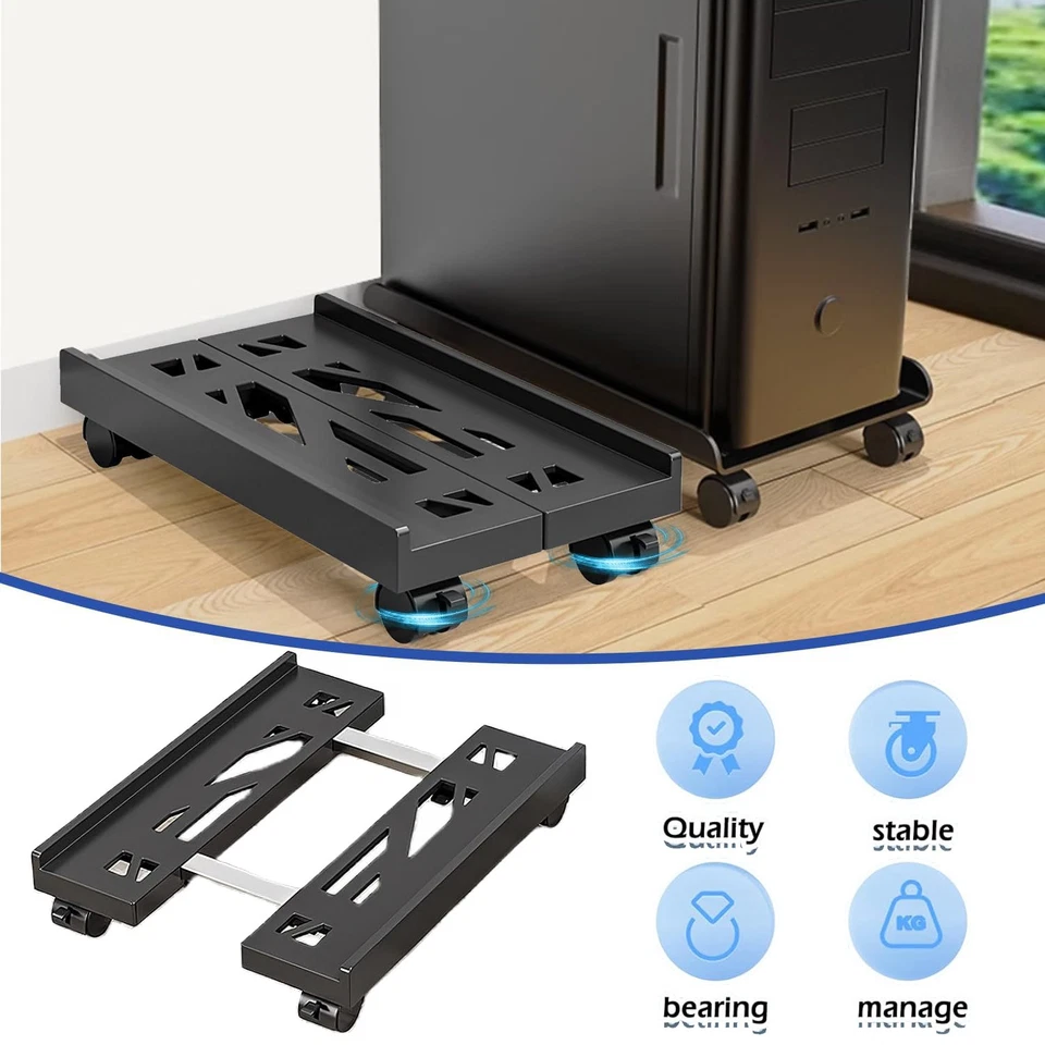 Computer PC Ständer Mobiler CPU Halterung Tower Rollwagen Verstellbare CPU-Wagen - Bild 1 von 4