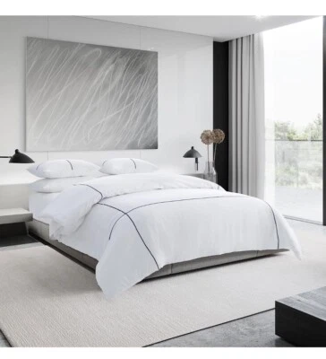 Vera Wang - Juego de edredón Queen, ropa de cama de satén de algodón de lujo con farsa a juego Foto 1 de 4