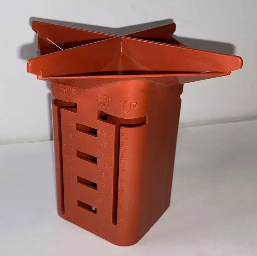 Classificador de moedas MMF Industries contador de concurso vermelho feito nos EUA 4 tubos - Imagem 1 de 4