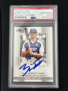 BOBBY WITT JR. Signed Autograph 2018 Leaf Perfect Game Card #52 PSA/DNA AUTO 10+