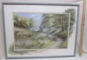 Imagen estampada de paisaje firmada rizo enmarcado en mate pintura en estera - Imagen 1 de 8