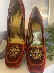 BGBCMAXARIA VELVET BURNT ORANGE HEELS/ PUMPS- MADE IN ITALY Size 7.5-GORGEOUS! - Picture 1 of 13