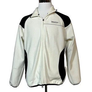 Nautica Competition Fleece Jacket Mens L Cream Black Zip Up Long Sleeve Pockets - Picture 1 of 10