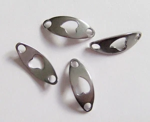 5pz connettori ovale con cuore in acciaio inox colore argento scuro 20x8mm - Foto 1 di 1