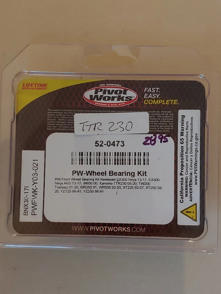 Yamaha TTR 230 TW 200 WR 500 YZ 250 Pivot Works Front Wheel Bearing Kit - Image 1 of 1