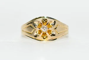 Natürlicher Diamantring 10K massiv Gold 0,12ct Solitär Herren Ring Cocktail Edelstein - Bild 1 von 12