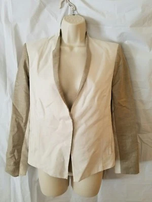 Chaqueta Helmut Lang For Intermix talla 2 Beige Marfil BLOQUE DE COLORES Botón Frontal Foto 1 de 4