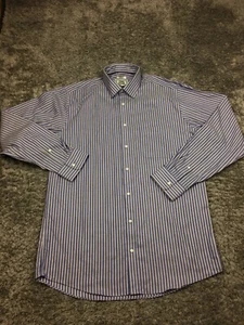Jos A Bank Button Up Shirt Men Size Large 16.5 -36 Blue Striped Long Sleeve 1905 - Picture 1 of 11