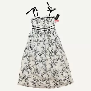Hint of Blush Midi Dress Size Medium Bow White Embroidered Romantic Maternity - Picture 1 of 8