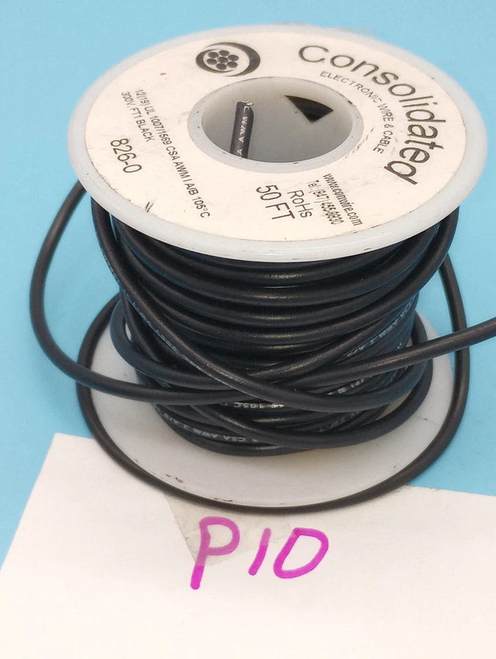 CONSOLIDATED BLACK 826-0  12 AWG STRANDED HOOK UP WIRE 300v 1, EST 40 FT - Image 1 of 4
