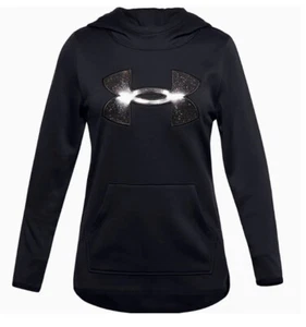 NWT~Under Armour Big Girls Big Logo Hoodie Black Size M - Picture 1 of 3