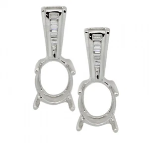 Earring Semi Mount Oval 9x7mm In 14K White Gold With Diamond Accents (40036) - Picture 1 of 4