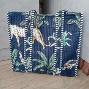 Bolsos de Mano Indios Acolchados Hechos a Mano Bloque de Algodón Bolso de Compras de Hombro Grande para Mujer - Imagen 1 de 2