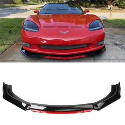 For Chevrolet Corvette Front Bumper Lip Spoiler Splitter Gloss Black Red Foto 1 de 4