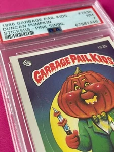 PSA 7 POP-4 Topps Garbage Pail Kids 153b DUNCAN PUMPKIN PINK SWIRL ERROR Card - Picture 1 of 4