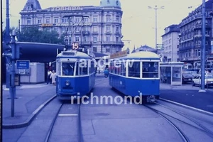 Zuerich Bellevue Switzerland Tram Cars 1525 & 756 1980s Original 35mm Slide Agfa - Picture 1 of 1