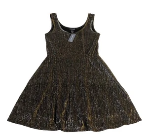 Wet Seal Dress Womens Medium Gold Metallic Fit & Flare Mini Lined Y2K Party NWT - Picture 1 of 14