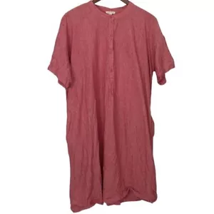 Eileen Fisher Leinen XL S/S Kleid rot rosa knielang ruhig Luxus Strand Komfort - Bild 1 von 11