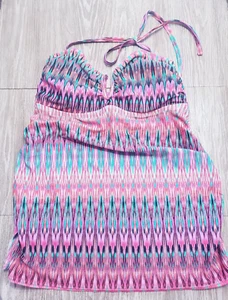 Liz Maternity Women's Halter Swim Top Size Medium Pink Purple Green - Picture 1 of 4