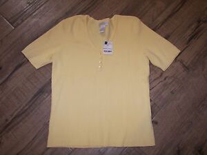 Worthington Yellow Stretch Sweater Top - Size L - New with Tags