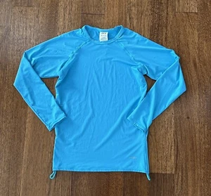 TYR Girls' Turquoise Solid Long Sleeve Rash Guard Sz XL (14/16) UPF 50+ - Picture 1 of 5