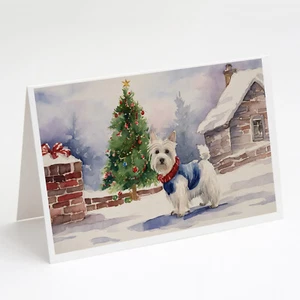 Paquete de 8 tarjetas de felicitación y sobres de Navidad Westie DAC1386GCA7P - Imagen 1 de 3