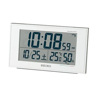 Seiko Japan Alarm Clock with Thermometer Temperature BC402W White - Image 1 of 3