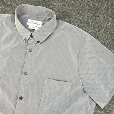 Mizzen Main Shirt Mens 2XL Trim Fit Blue Leeward Polka Dot Short Sleeve XXL - Image 1 of 4