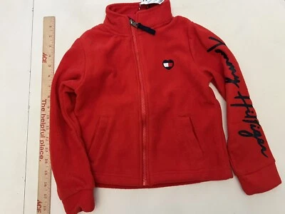 Tommy Hilfiger Fleece Red Full Zipper Jacket  Logo Spelled Out Child Size 5, NWT - Image 1 of 4