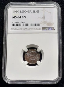 =CASE_OFFER= Estonia Estonia Sent 1939 NGC MS-64 BN - Picture 1 of 3