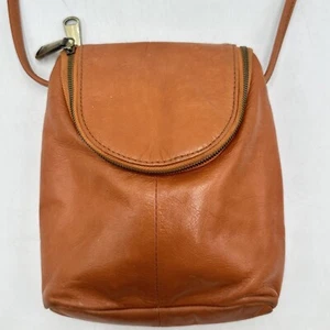 Bandolera y billetera de cuero HOBO Fern naranja quemado usada BONITA - Imagen 1 de 13