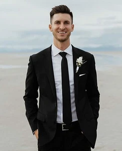 Men's Casual Blazer Jacket Slim Fit Sport Coat, Lightweight, Black, L - Picture 1 of 2