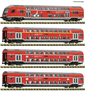 Fleischmann N 881916 Set 4 Double-decker Cars DB Epoch VI Light Change NEW 1:160 - Picture 1 of 2