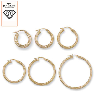 9ct Gold Twist Hoop Earrings Creole Ribbon  *HALLMARKED* *FREE DELIVERY* *PAIR*
