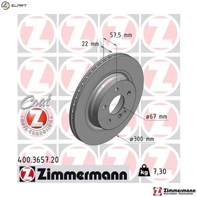 2x BRAKE DISC 400.3657.20 FOR MERCEDES-BENZ M271.860/820 1.8L OM651.911 2.1L - Image 1 of 4