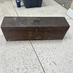 Antique Primitive Wood Carpenter's Tool Box Trunk - Picture 1 of 12